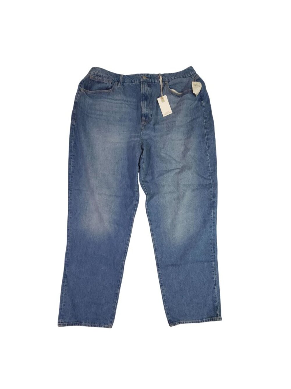 Good American Womens High-Rise Relaxed Fit Jeans Size 16 Light Wash Cotton